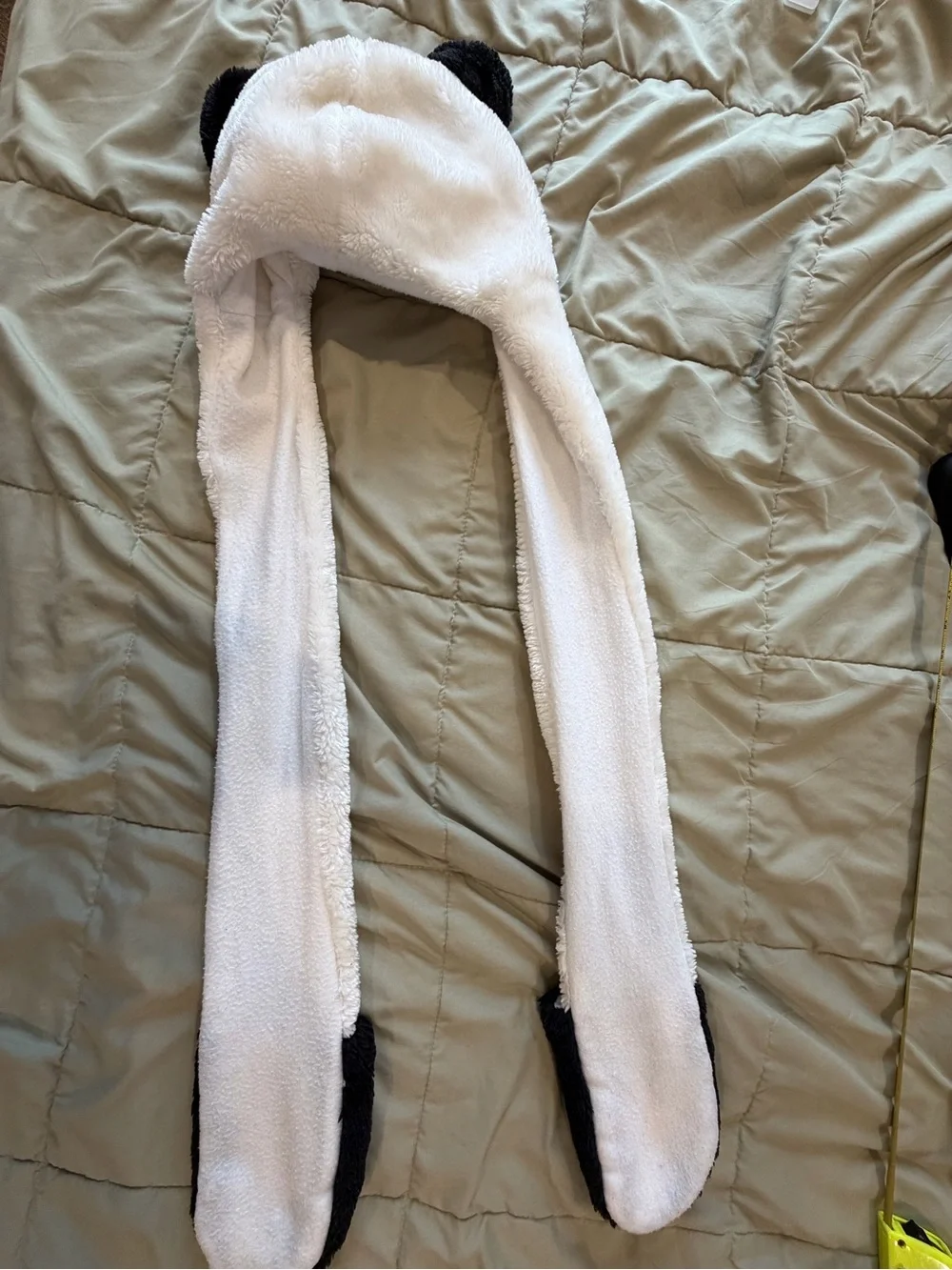 Kids Plush Panda Hat - White and Black